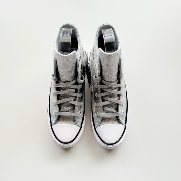 Converse Chuck Taylor All Star HI Ash Stone Grey Silver Glitter Women's 5.5 - Picture 3 of 6